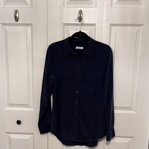 Equipment Femme Silk Navy Button-Front Women's Shirt